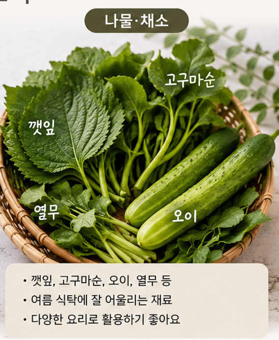 8월 제철음식 총정리, 해산물·과일·나물